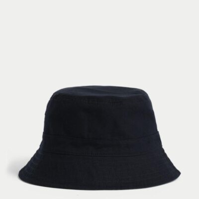 M&S Collection Pure Cotton Reversible Bucket Hat Navy/grey | Mens Hats