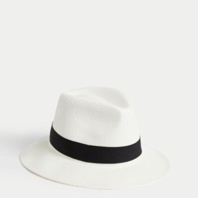 M&S Collection Handwoven Panama Hat White Mix | Mens Hats