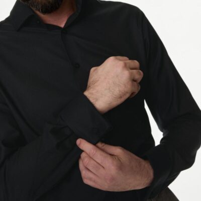 M&S SARTORIAL Regular Fit Luxury Cotton Double Cuff Twill Shirt Black | Mens Formal Shirts