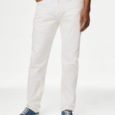 M&S Collection Slim Fit Stretch Jeans Ivory | Mens Trousers