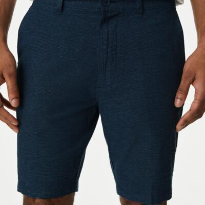 M&S Collection Linen Rich Chino Shorts Blue Mix | Mens Shorts