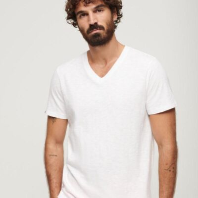 Superdry Pure Cotton V-Neck T-Shirt White | Mens Tops & T-shirts