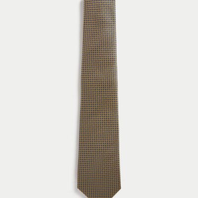 M&S Collection Geometric Pure Silk Tie Yellow Mix | Mens Ties