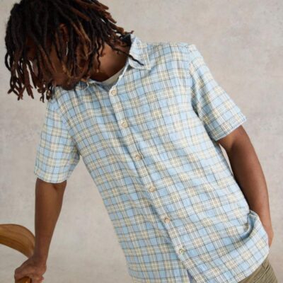 White Stuff Cotton Rich Check Flannel Shirt Blue Mix | Mens Shirts