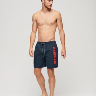 Superdry Logo Swim Shorts Navy | Mens Shorts