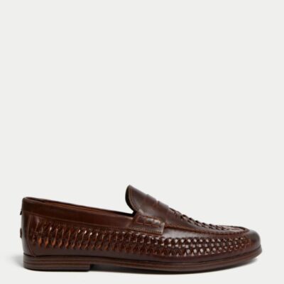 M&S Collection Leather Slip-On Loafers Brown | Mens Smart Shoes