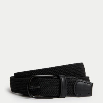 M&S Collection Stretch Woven Casual Belt Black | Mens Belts